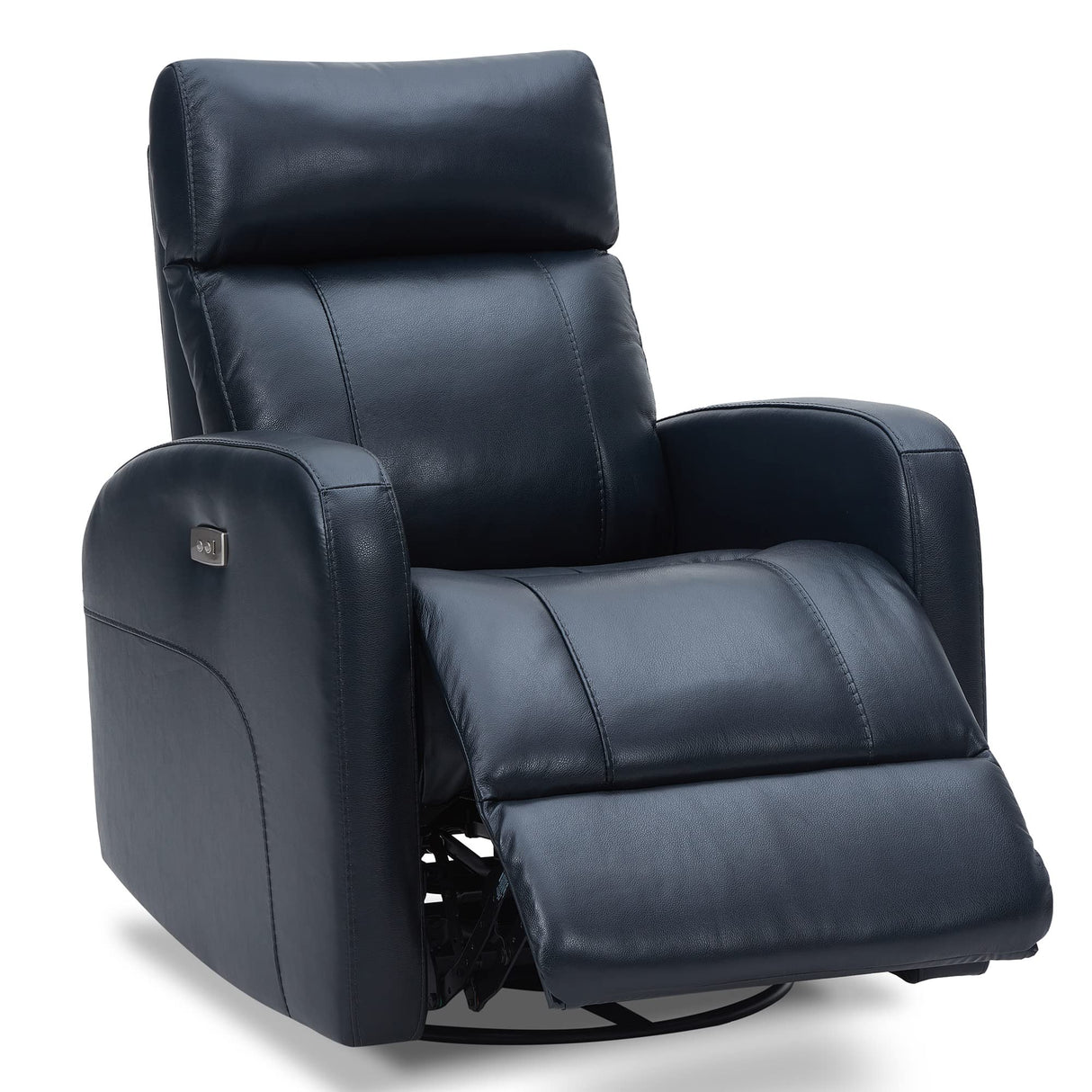 CHITA Genuine Leather Power Swivel Glider Recliner Chair for Adults, FSC Certified Electric Nursery Rocker Recliner Chair for Living Room, Navy Blue CHITA