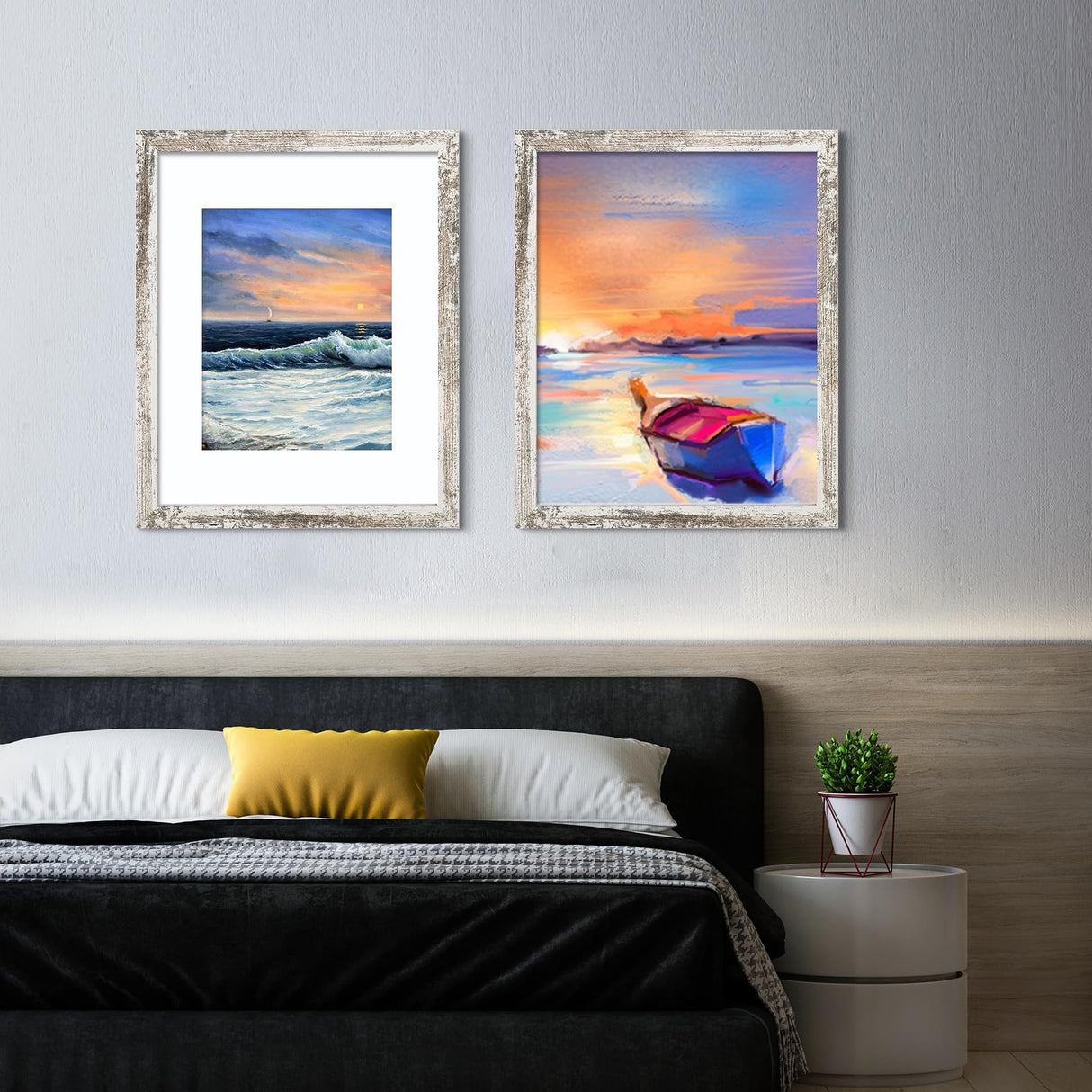 LUCKYLIFE 16x20 Frames, 16x20 Picture Frame for Wall, Display Pictures 11x14 with Mat or 16x20 without Mat, Pack of 2, Distressed White LUCKYLIFE