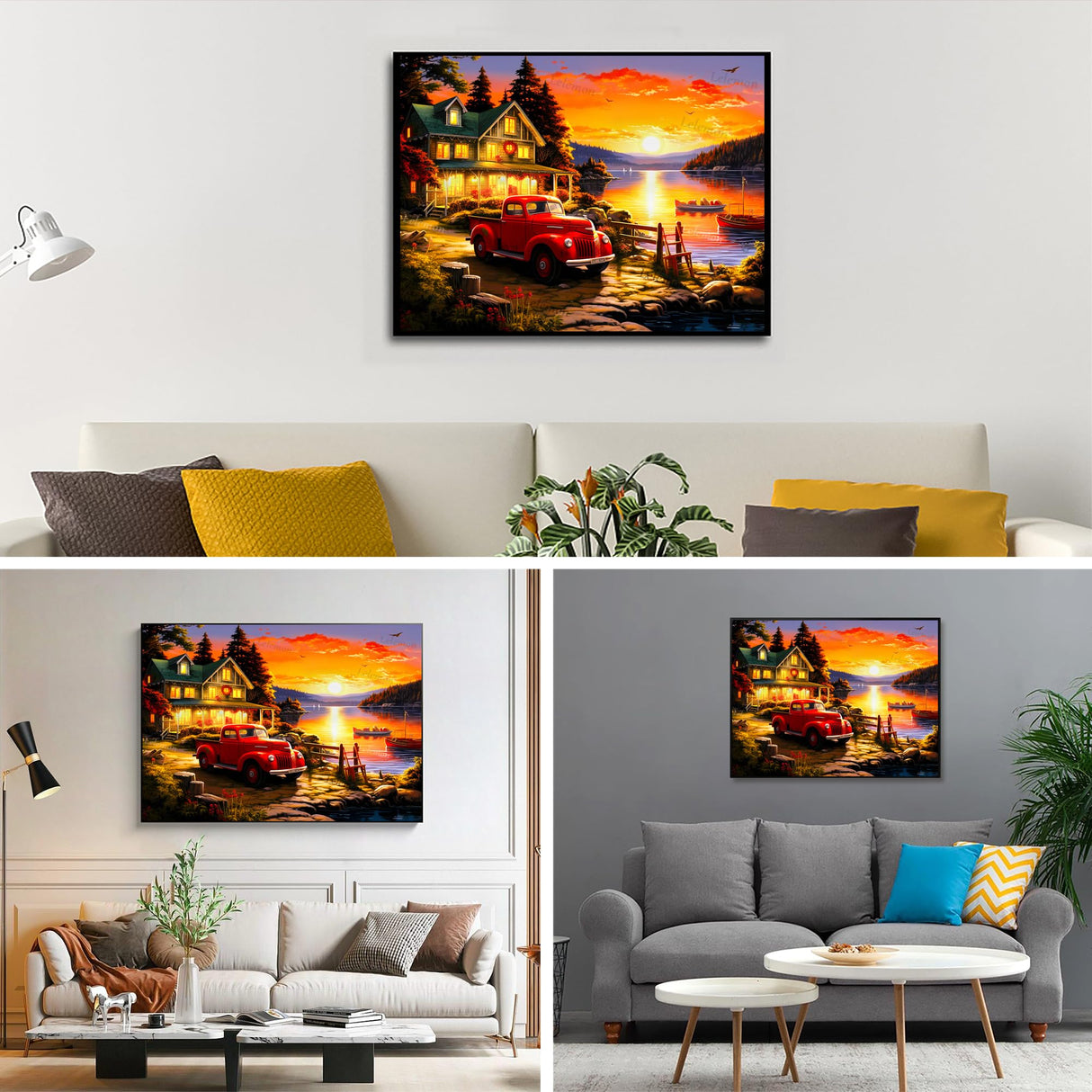 LELEMON Diamond Painting Kits,Sunset Diamond Art for Adults,Landscape 5d Diamond Painting Kits for Adults,Scenery Diamond Art Kits with Diamond Painting Accessories for Home Wall Decor 12 x 16inch LELEMON