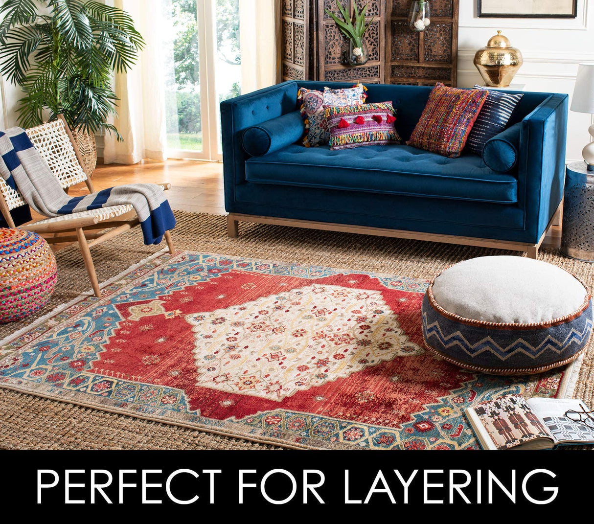 SAFAVIEH Area Rug 8x10 - Natural Fiber Collection - Large - Natural Brown, Handmade Jute, Farmhouse Style, Chunky Textured Thick Pile (NF447A) SAFAVIEH