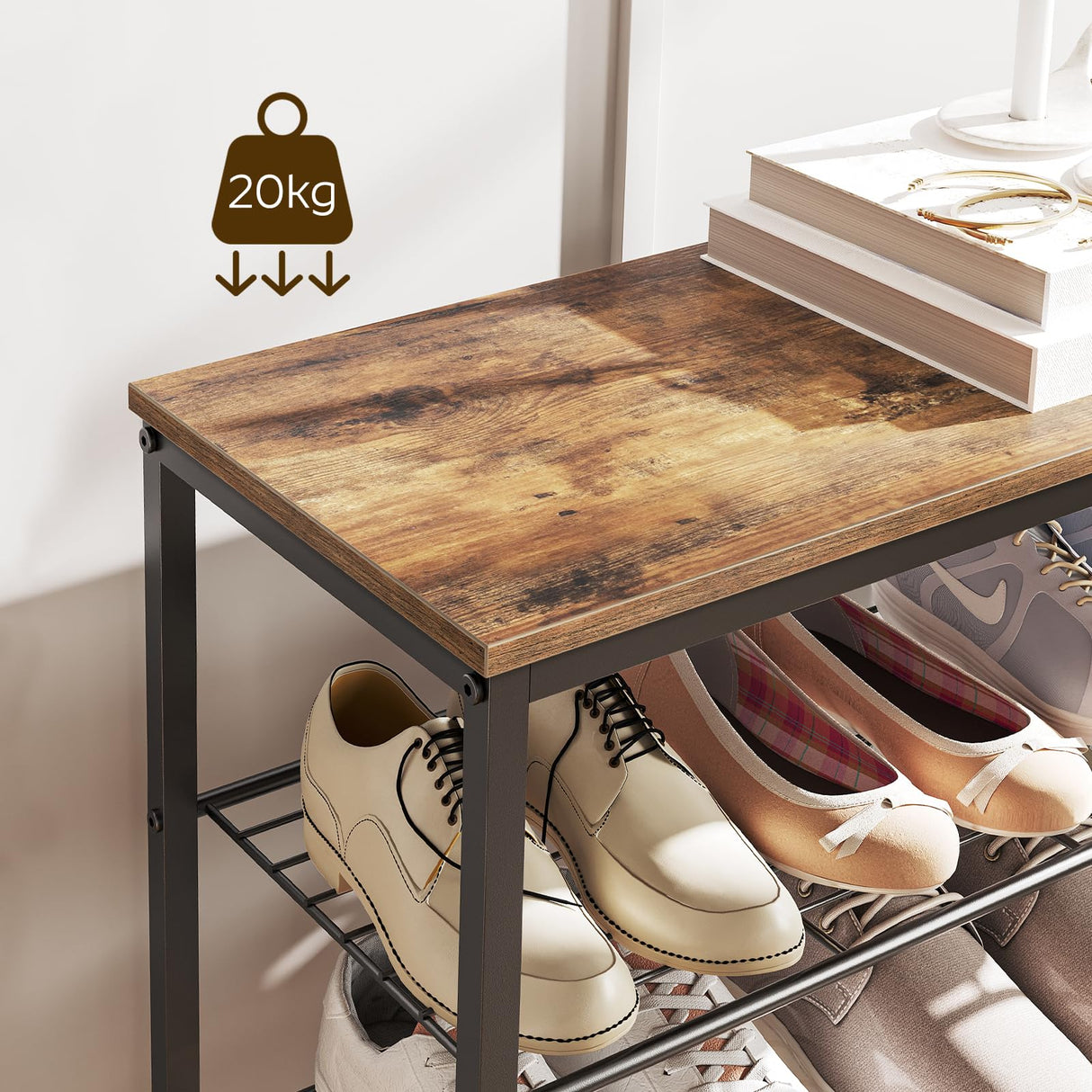 YATINEY 8 Tier Shoe Rack, Shoe Storage Organizer, Large Capacity Shoe Shelf Holds 32 Pairs of Shoes, Durable and Stable, for Entryway, Hallway, Closet, Dorm Room, Rustic Brown SS08BR YATINEY