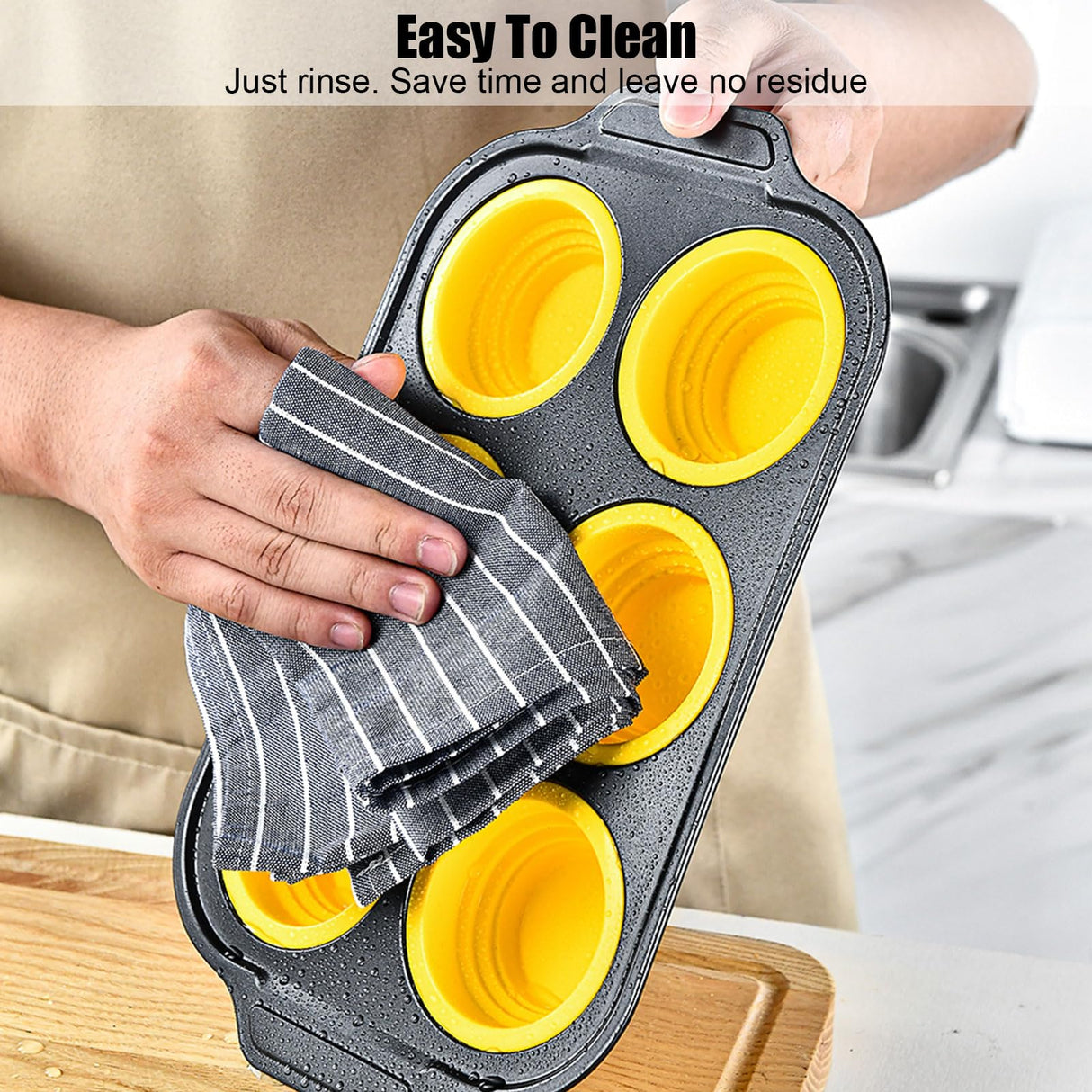 Silicone Muffin Pan, 12 Cups Muffin Pans with Metal Frame Nonstick Press to Easily Pop Out for Baking Homemade Muffins, Breads, Cupcakes, Egg Bites, BPA-Free Silicone Muffin Tin Cupcake Pan Mold Geweiya