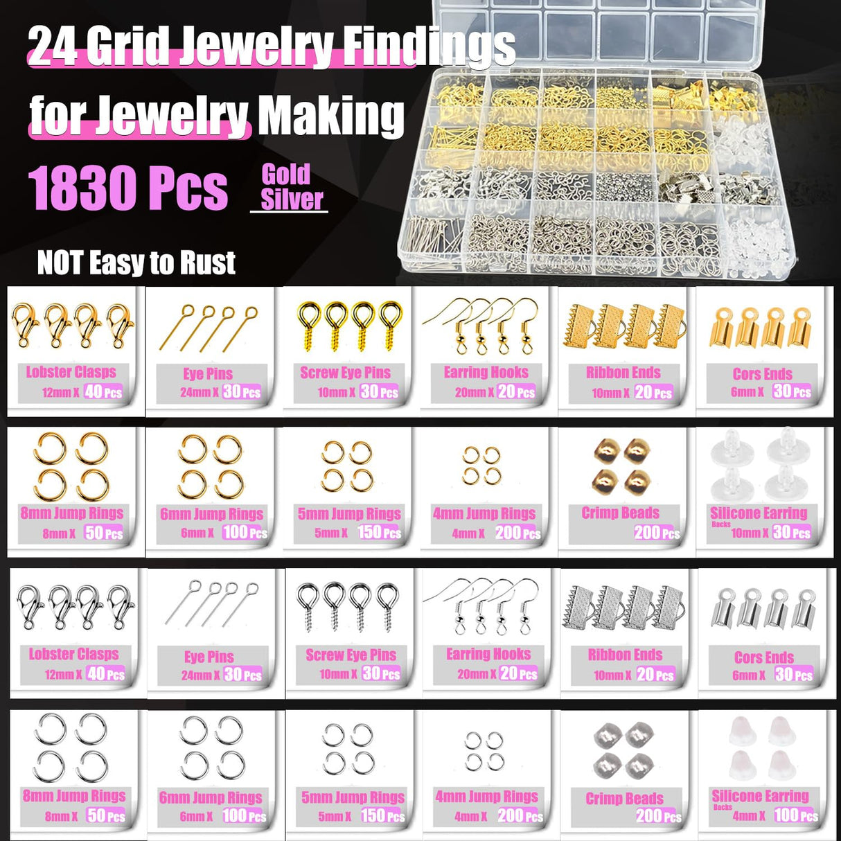 MONVICT Jewelry Making Supplies Kit with Jewelry Making Tools, Findings, Necklace Chain, Jewelry Wires, Adjustable Magnifier, Carry Bag, Meet All The Needs of Jewelry Making, Repair, Beading MONVICT