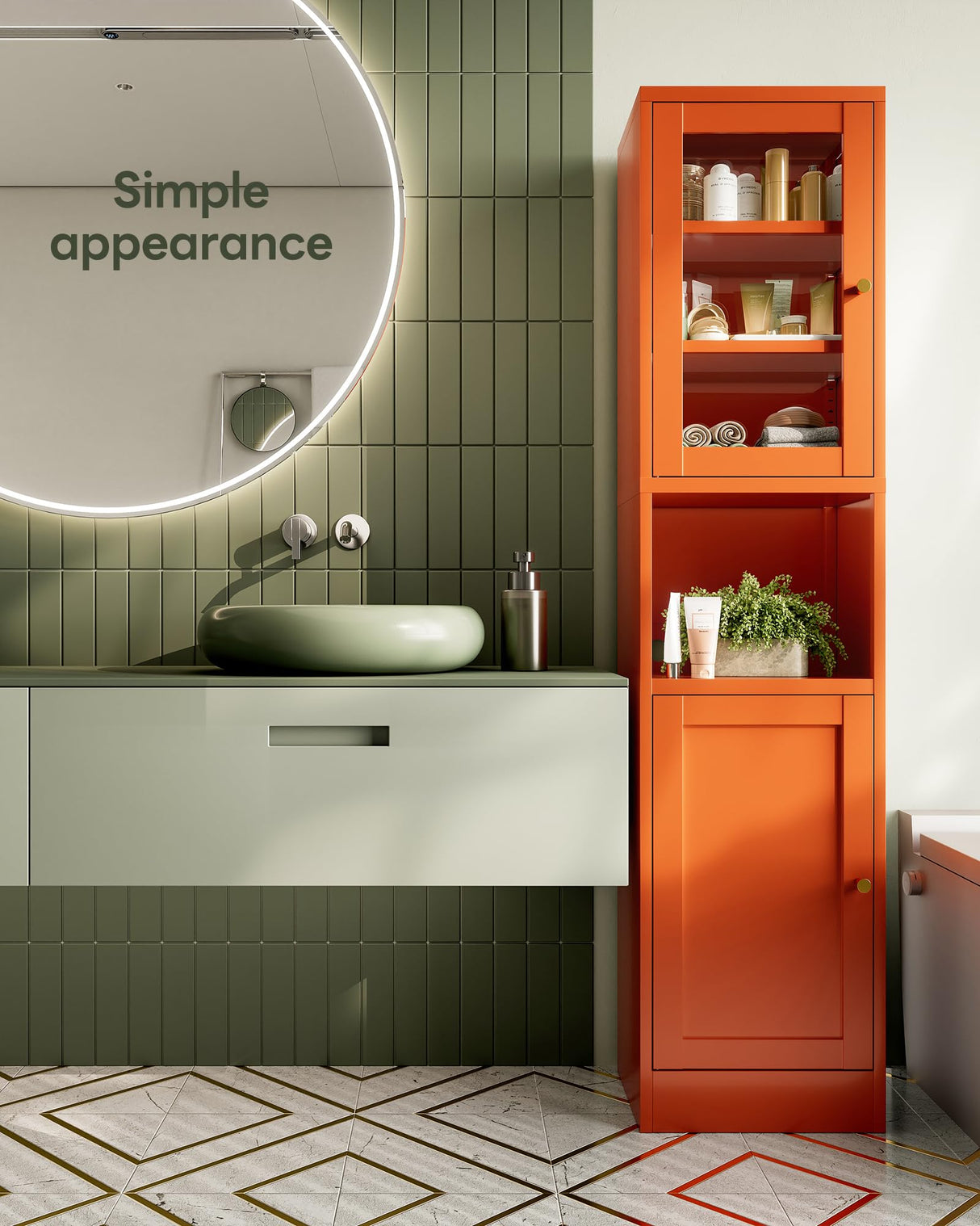 QINPTWUT 67" Slim 6-Tier Narrow Tall Kitchen Pantry Cabinet with Doors & Shelves. Open Shelving, Perfect for Small Spaces in Kitchen, Dining Room, Living Room & Bathroom. QINPTWUT