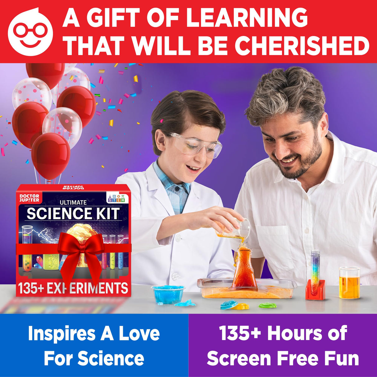 Doctor Jupiter Ultimate Science Kit, Chemistry Set for Kids Ages 8-9-10-11-12-13-14 | Birthday Gift Ideas for Boys & Girls 8+ Years Old | STEM Toy with 135+ Experiments | Learning & Educational Kits Doctor Jupiter