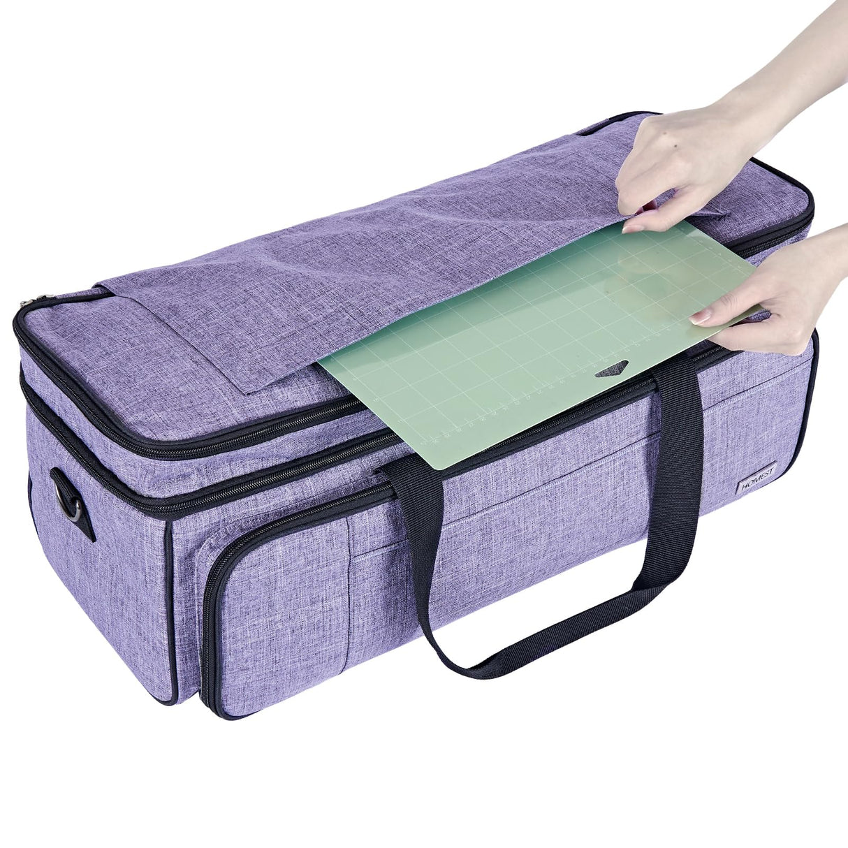 HOMEST Double Layer Carrying Case with Mat Pocket for Cricut Maker 3, Cricut Explore Air 2, Cricut Maker, Cricut Explore 3, Multi Front Pockets for Accessories and Supplies, Purple HOMEST