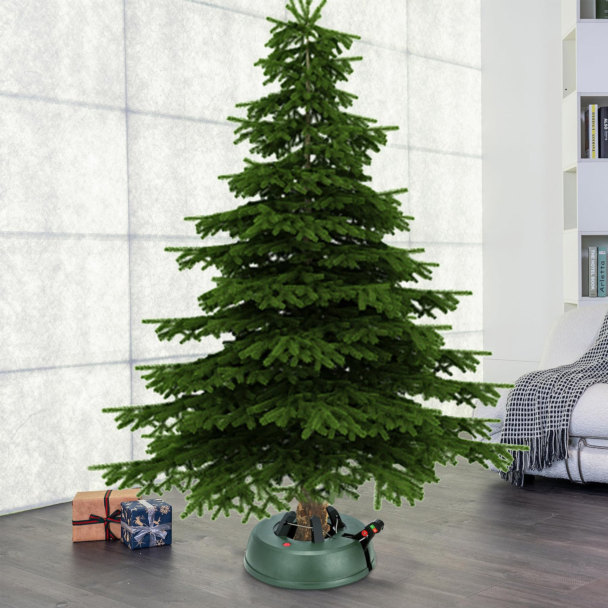 Blissun Christmas Tree Stand with Water Reservoir, Fast Clamp, Foot Pedal, Water Level Indicator, Fits up to 8FT Real Trees Blissun