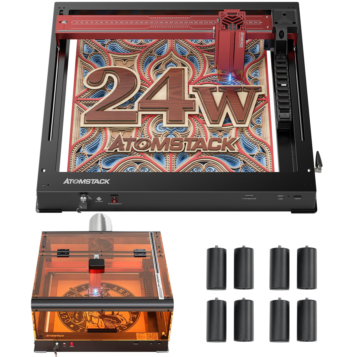 ATOMSTACK A24 Pro Laser Engraver with B3 Enclosure, 24W Output Laser Engraving Machine for Bulk Engraving Cutting with Enclosure Camera Engraving Machine for Wood Acrylic Leather Stone Metal ATOMSTACK