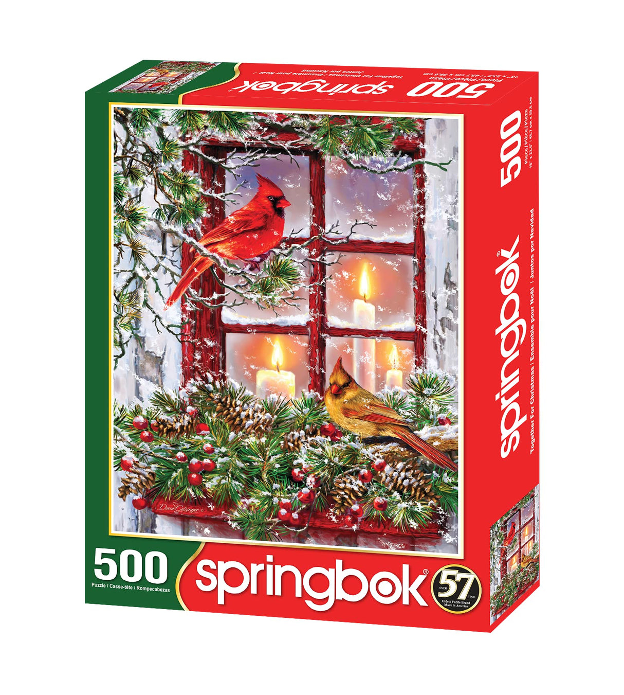 Springbok 500 Piece Jigsaw Puzzle for Adults - Together for Christmas Features a Pair of Cardinals on a Snowy Winter's Holiday Outdoor Scene Precision-Cut Puzzle Pieces Made in The USA Springbok
