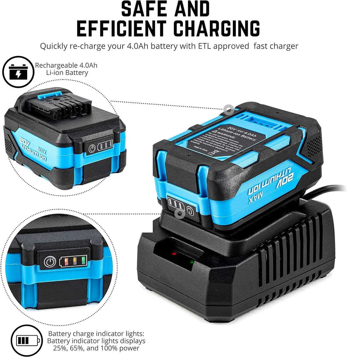 NEIKO 10881A Cordless Angle Grinder, 4 1/2-Inch Grinder with Variable Speed, 20V 4.0A Li-ion Rechargeable Battery, Powerful 8,000 rpm Brushless Motor, Grinders Power Tools, Cordless Grinder Tool NEIKO