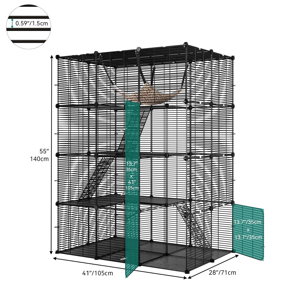 YITAHOME 4-Tier Indoor Cat Cage: Large Enclosure with Hammock DIY Metal Playpen for Small Pets, Puppies, Guinea Pigs, Ferrets, Hamsters Black YITAHOME
