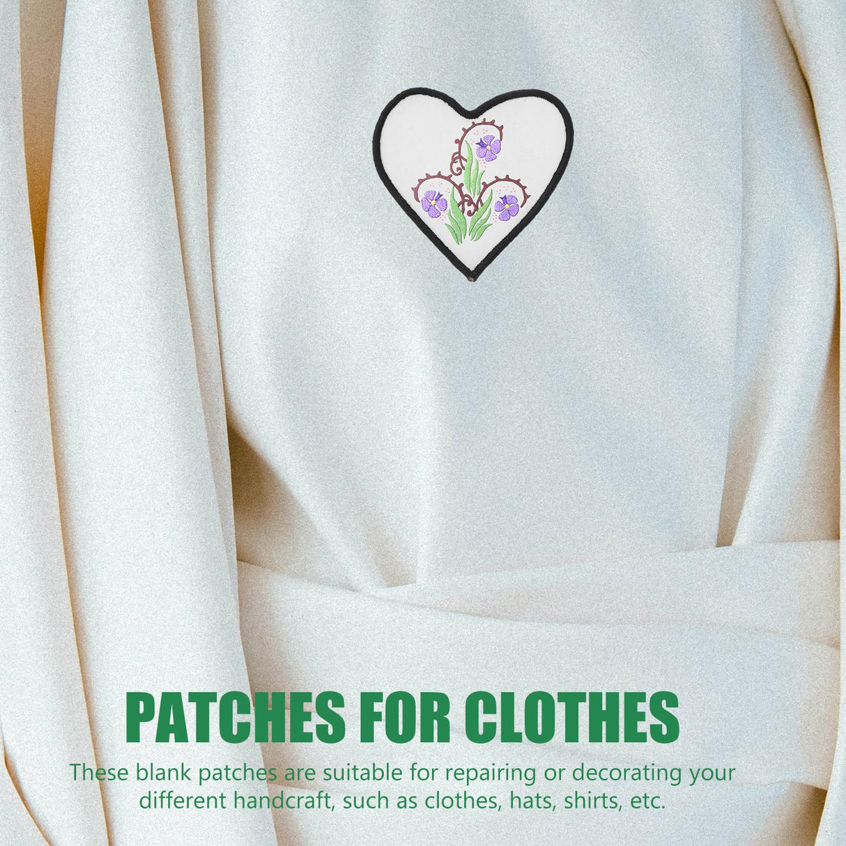 VILLCASE 10pcs Sublimation Iron-on Patches, Heart Shaped Blank Iron-on Fabric Patches, Heat Transfer Appliques, Fabric Repair Decorative Patches for Hats Clothes Jeans Backpacks VILLCASE