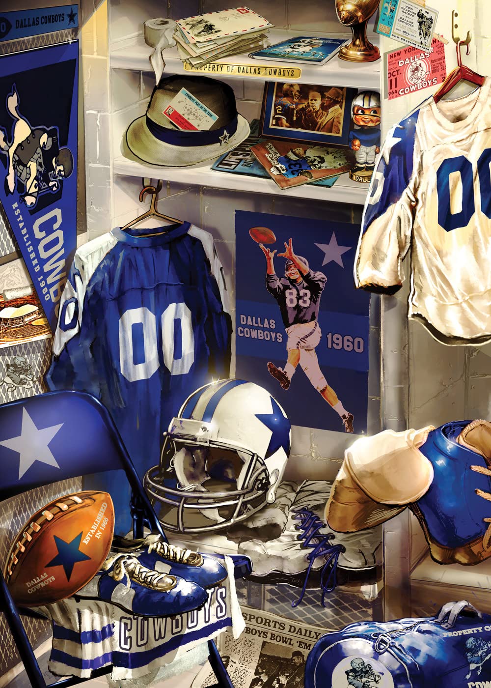 MasterPieces Game Day 500 Piece Jigsaw Puzzle for Adults - NFL Dallas Cowboys Locker Room - 15"x21" Masterpieces