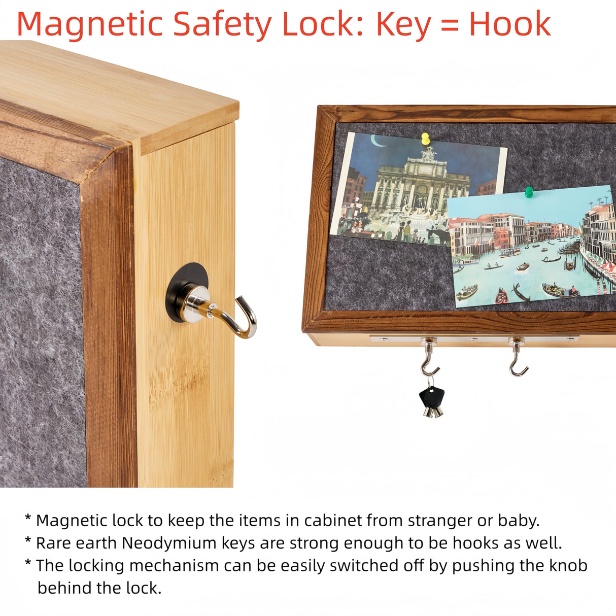 DeYoungArbeit Pistols Wall Cabinet with Magnetic Lock, Wall Shelf Gun Safe, Handmade Wooden Box Storage Indoor Gun Rack(Felt Cover) DeYoungArbeit