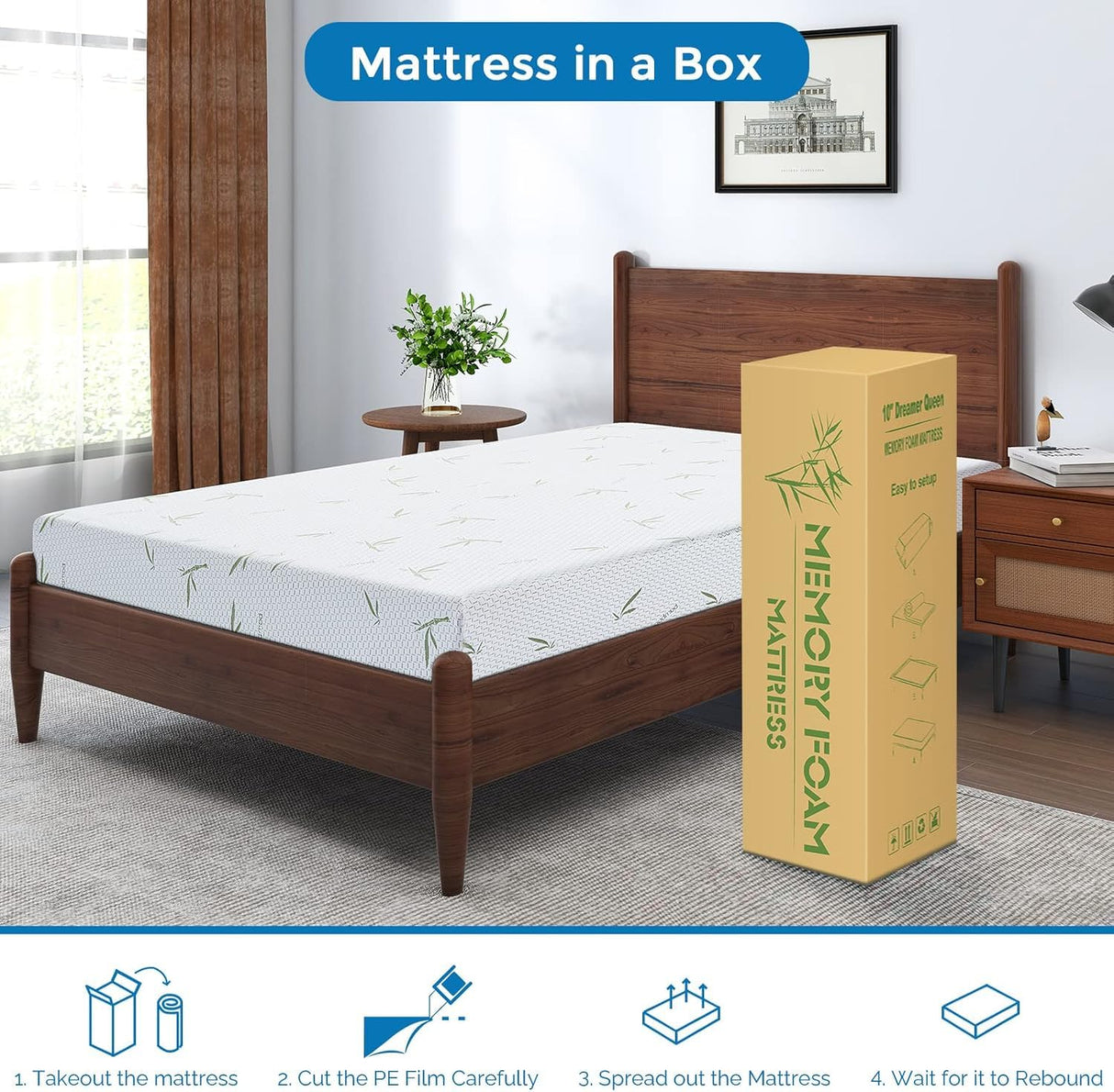 IULULU Twin Mattress, 6 Inch Memory Foam Mattress in a Box, Green Tea Gel Infused Mattresses,Medium Firm Supportive, CertiPUR-US Certified IULULU