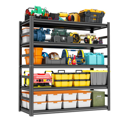 72'' Storage Shelves, Garage Metal Shelving Unit, Adjustable, Double-Layer Column with Reinforced Ribs, Heavy-Duty, Capable of Bearing 3000lbs, Suitable for Garage, Warehouse, Kitchen Storage