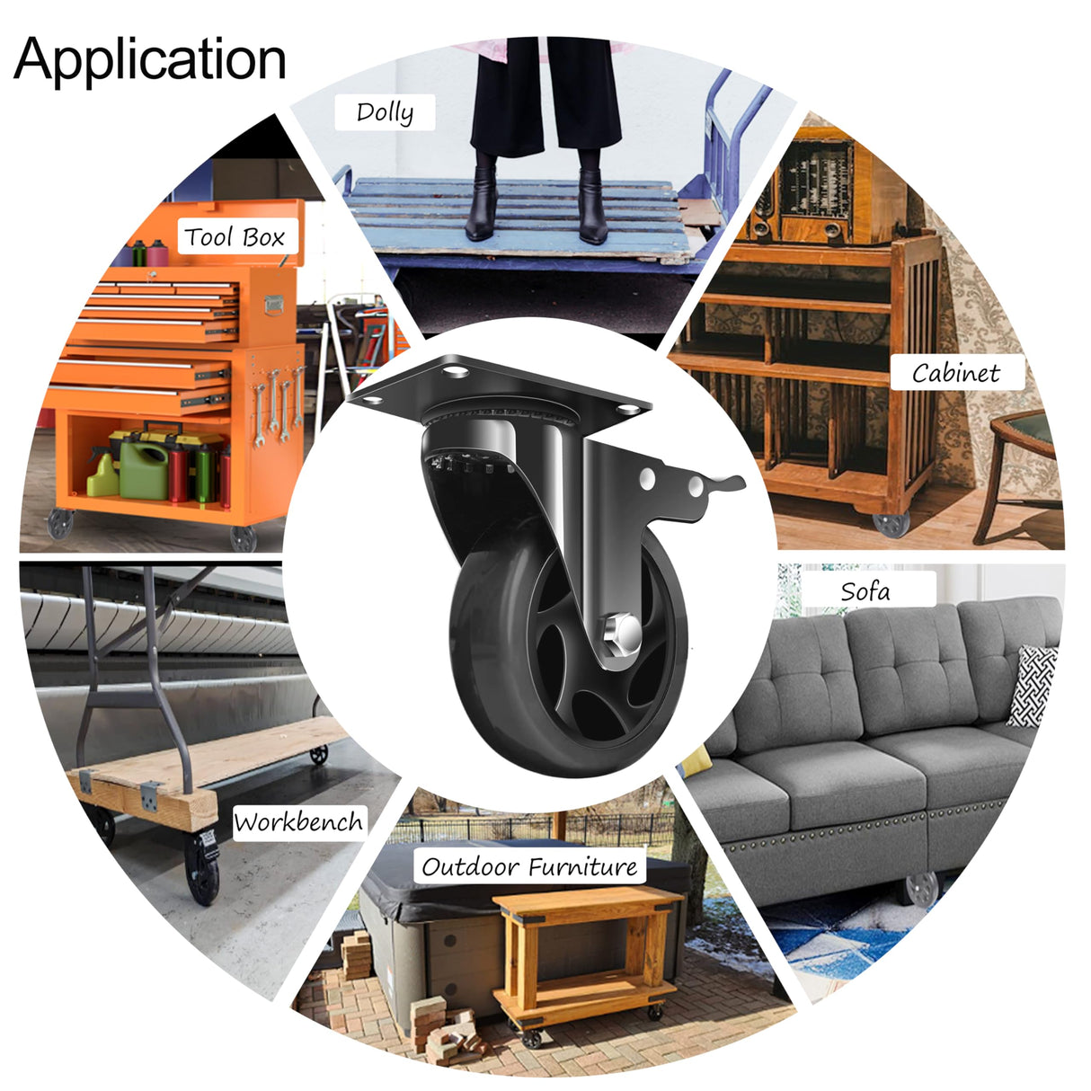 5 Inch Caster Wheels, Casters Set of 4, Heavy Duty Casters with Brake 2200 Lbs,Swivel Caster Wheels with Top Plate, Industrial Caster Wheels for Workbench, Cart, Furniture YAEMIKY