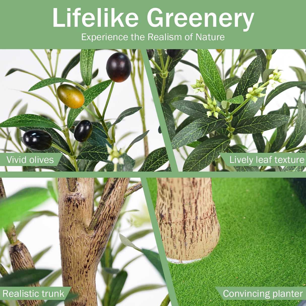 Caxchiling Faux Olive Tree 6FT, Artificial Potted Tree with Planter, Silk Plants Indoor Outdoor, Lifelike Olive Plants with Natural Wood Trunk, Fruits and Buds, Home Office Decor, 1 Pack Caxchiling