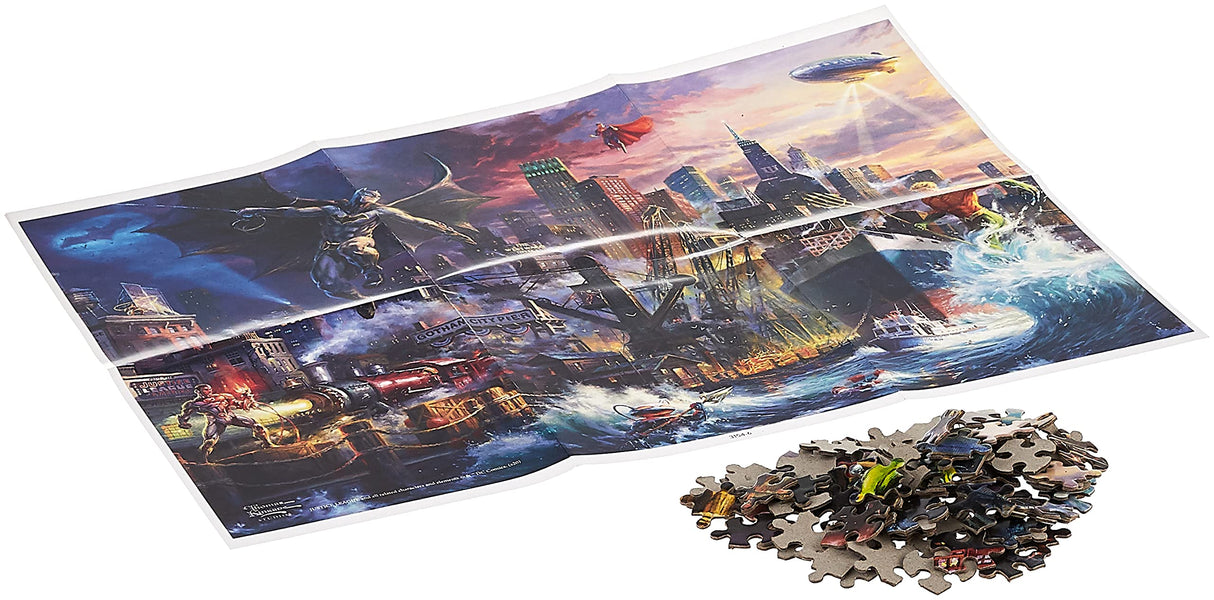 Ceaco - Thomas Kinkade - DC Comics - Justice League Showdown at Gotham Pier - 1000 Piece Jigsaw Puzzle Ceaco