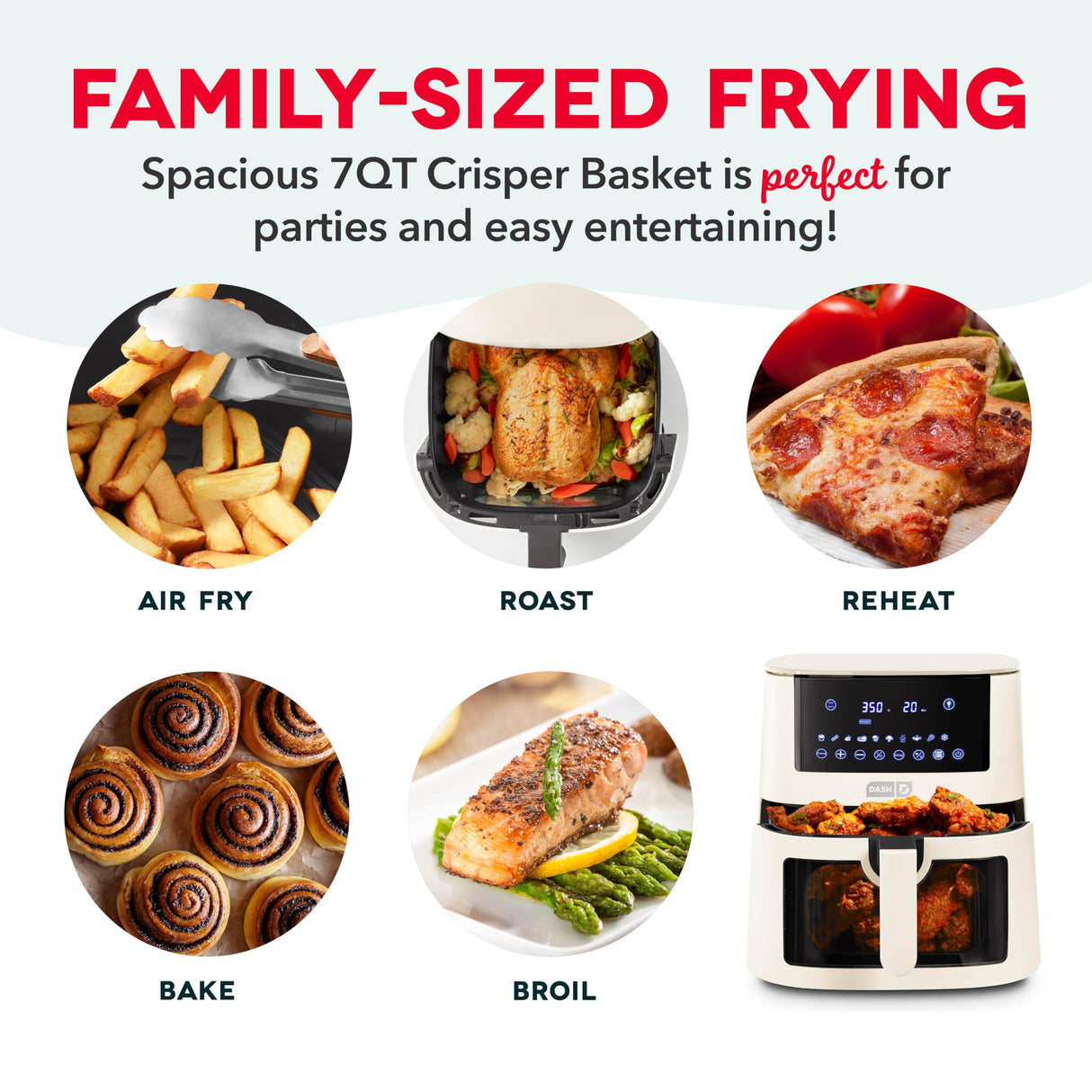 DASH 7qt Clear View Digital Air Fryer - Cream DASH
