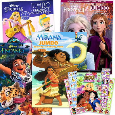 Disney Princess Coloring Book Activity Set for Kids Featuring Disney Princess, Encanto, Moana and Frozen