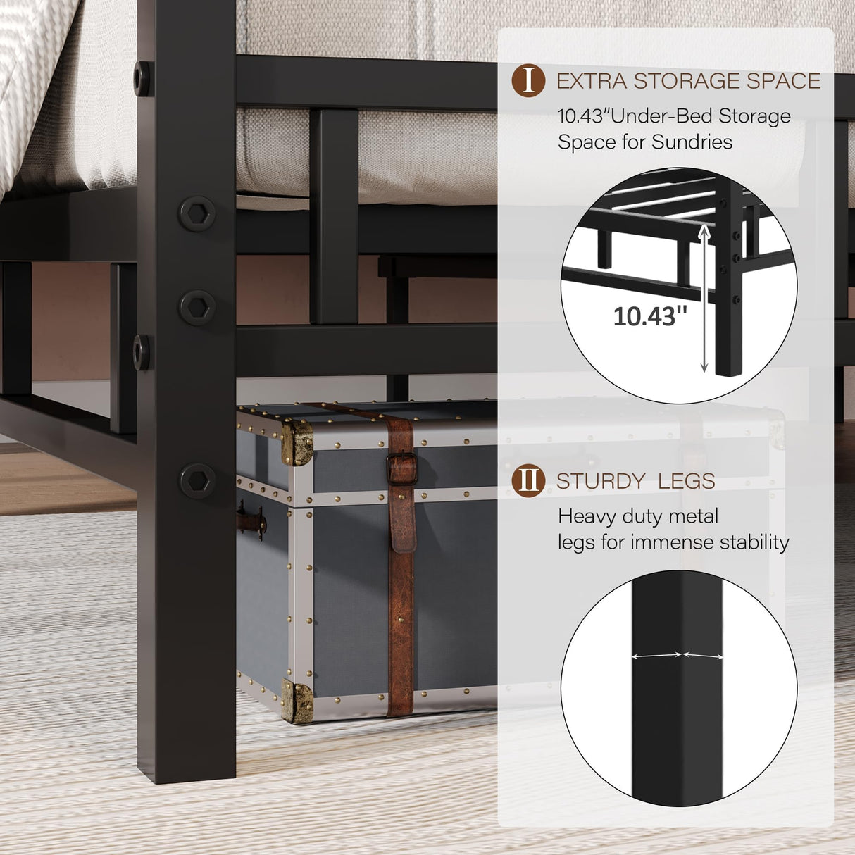 BarnFurin Full Size Metal Canopy Bed Frame,Mattress Foundation Platform with Metal Slats Support,Under-Bed Extra Storage No Box Spring Needed, Easy Assembly, Black BarnFurin