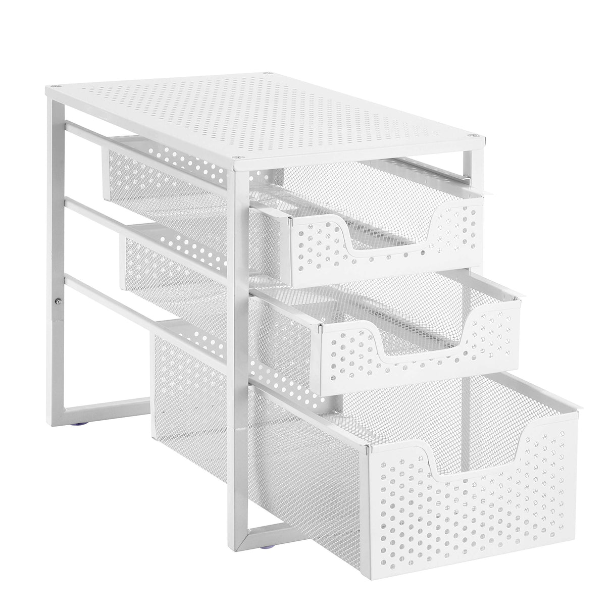 Simple Trending 3-Tier Under Sink Cabinet Organizer with Sliding Storage Drawer, Desktop Organizer for Kitchen Bathroom Office, Stackbale,White Simple Trending