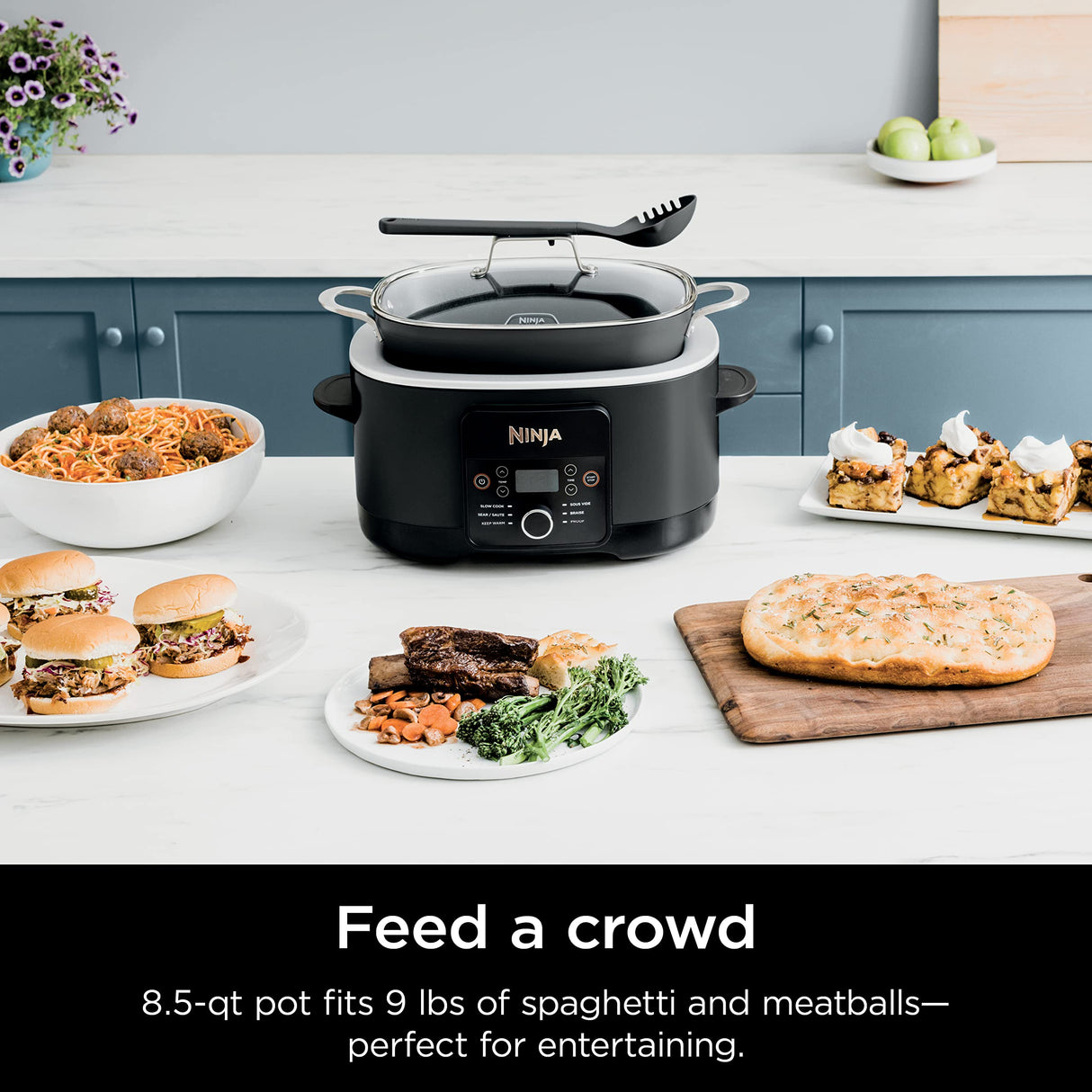 Ninja MC1010 Foodi PossibleCooker PLUS - Sous Vide & Proof 6-in-1 Multi-Cooker, with 8.5 Quarts, Slow Cooker, Dutch Oven & More, Glass Lid & Integrated Spoon, Nonstick, Oven Safe Pot to 500°F, Black Ninja