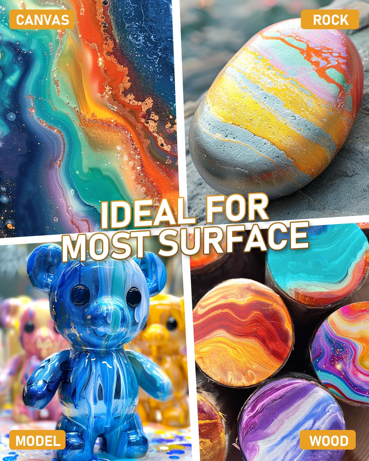 Nicpro 8 Colors 33.8 oz Large Bulk Metallic Acrylic Pouring Paint Supplies Kit, Premixed High Flow Art Pour Paint with Silicone Pour Oil, Gloves, Tablecloths for Beginner DIY, Ready to Pour Nicpro