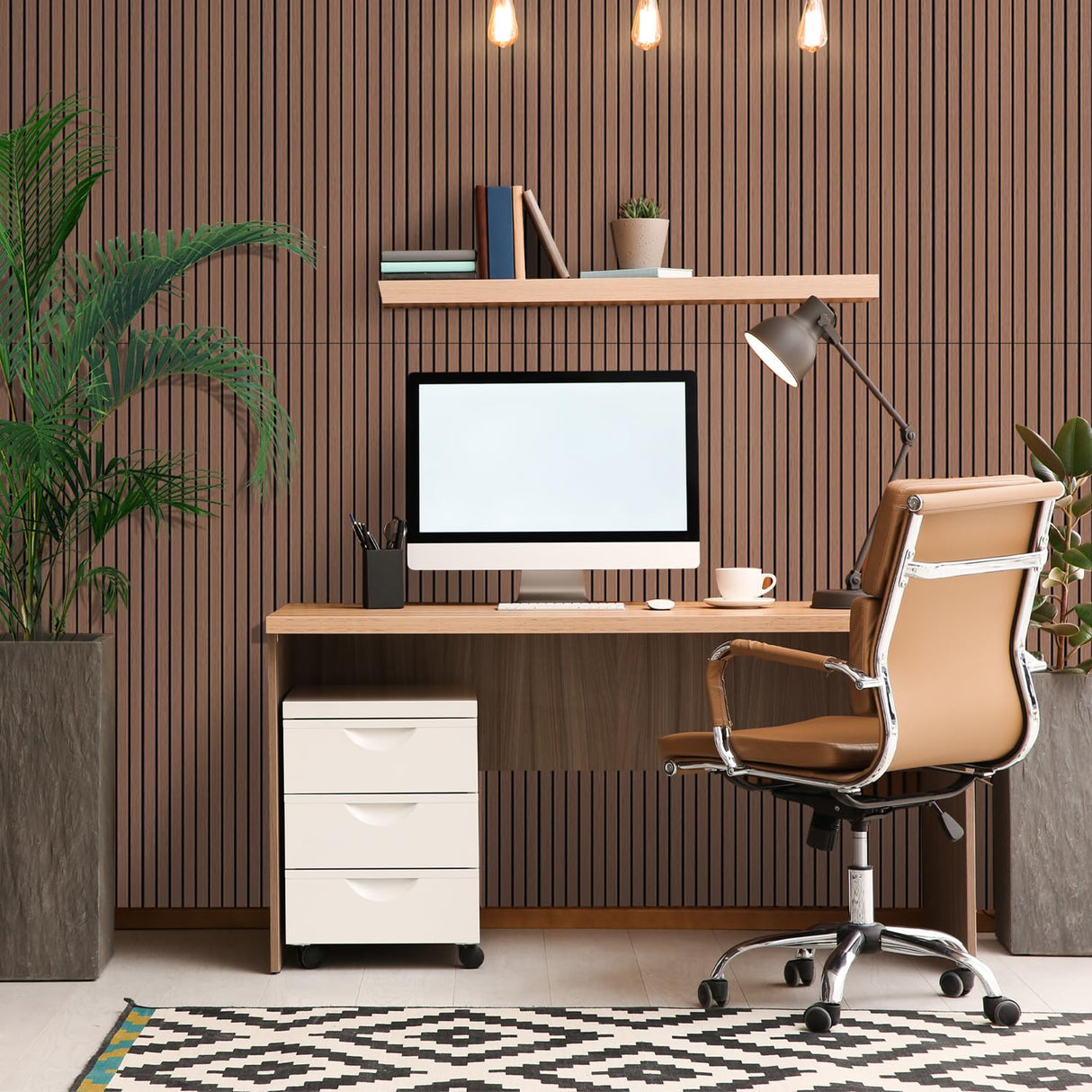 BUBOS 4 Pack Large Acoustic Panels,47.2"x23.6"Acoustic Wall Panels,Self-Adhesive Sound Proof Panels for Walls,Decorative Soundproof Panels for Recording Studio&Office,Walnut BUBOS