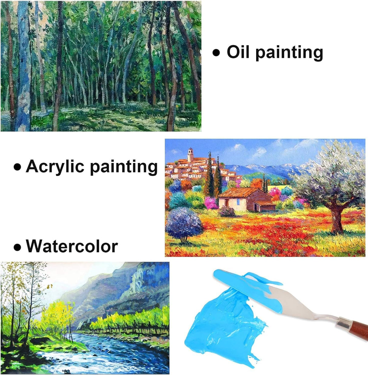 Palette Knife, 5pcs Stainless Steel Pallet Knife Set, Wood Handle Paint Spatula, Painting Knives for Oil, Canvas, Acrylic Painting (5 Piece- Rot) Gocomcom