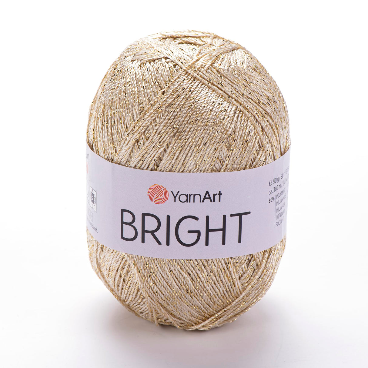 YarnArt Bright Metallic Shiny Yarn - 80% Polyamide 20% Metallic Polyester, 90g - Ideal for Summer Tops, Shawls, Bags, Hats, Crochet & Lace Projects - Soft & Durable, 340m, 4mm Needle & Hook Size (101) YarnArt
