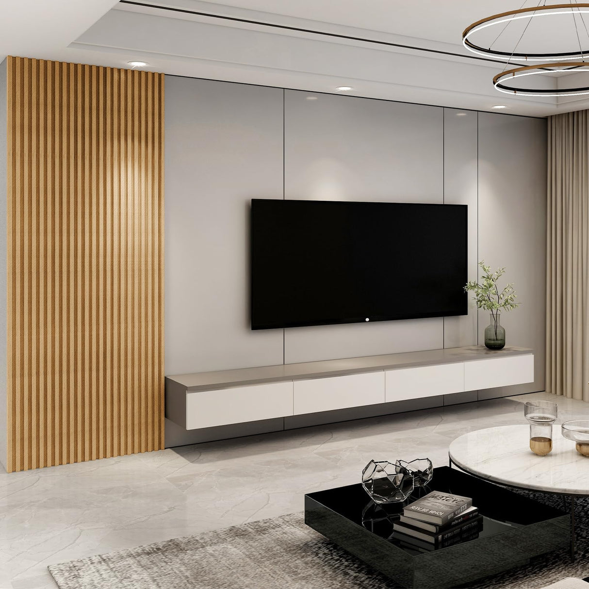 Art3d 8-Pack 96 x 6in. WPC Acoustic Slat Wall Panel for Modern Interior Decor, TV Background, Living Room, Oak Art3d