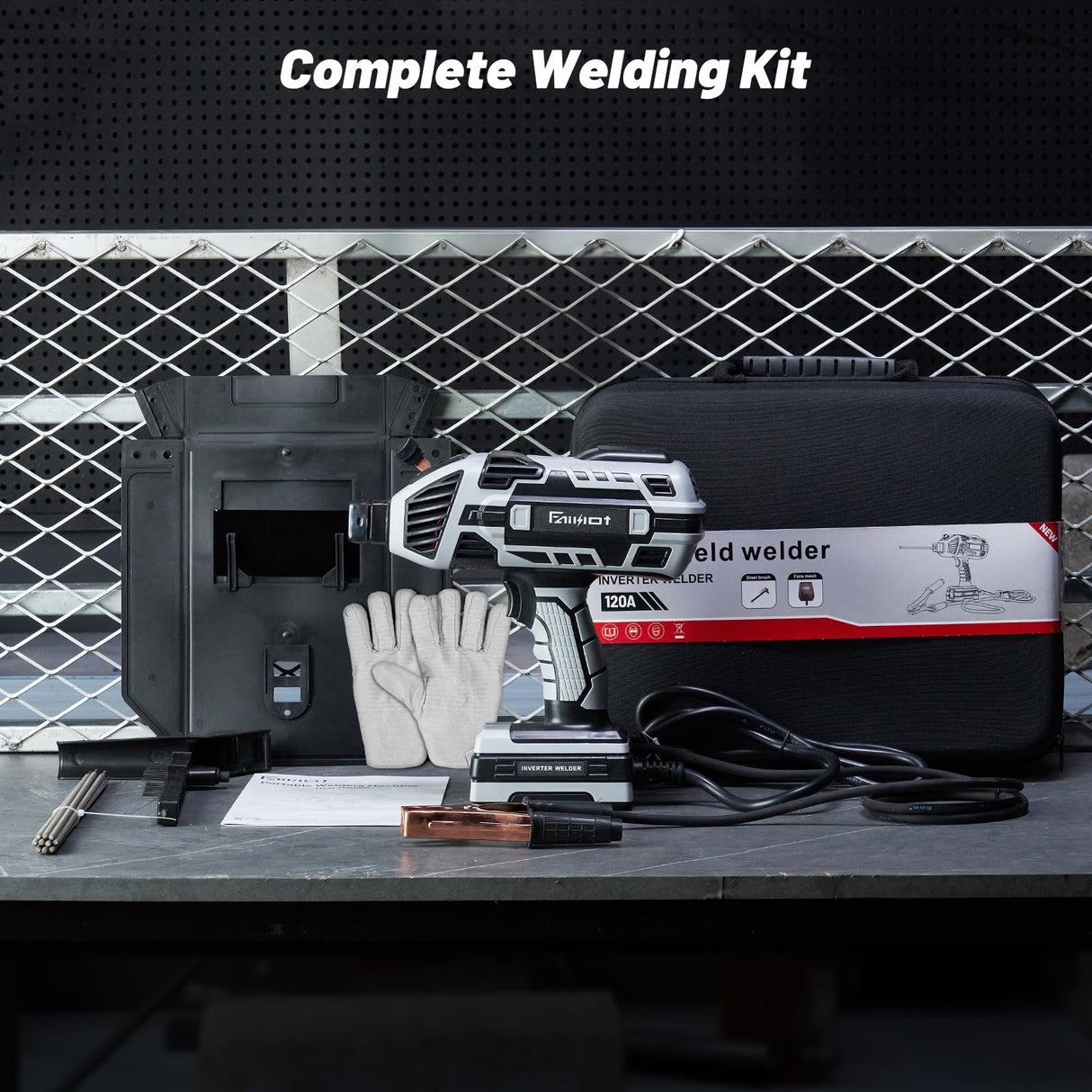 Faiuot Portable Welding Machine,110V Handheld Welder with IGBT Inverter 6 Variable Current Adjustment, Portable ARC Welder Gun Fits for 3/32"-1/8" Wire rods Electric Stick Welder Machine Kit (Grey) Faiuot