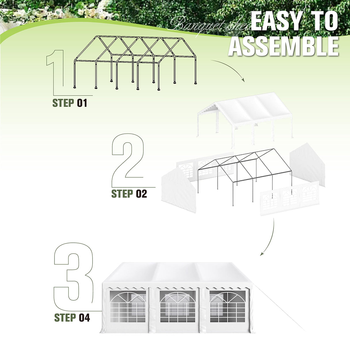 MFSTUDIO 16'x20' Party Tent, Outdoor Heavy Duty Party Tents with Removable Sidewalls, Large Canopy Tent Shelter for Outdoor Events Wedding Birthday, White MFSTUDIO
