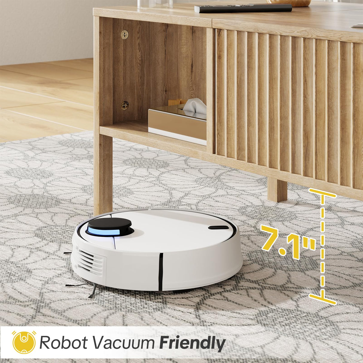 Fluted Lift Top Coffee Table for Living Room, Small Coffee Table with Storage Hydraulic Lift Large Capacity, Sturdy Legs Safe Round Corner, Easy Assembly for Small Spaces, Vertical Grain-Natural RUMBALUXY