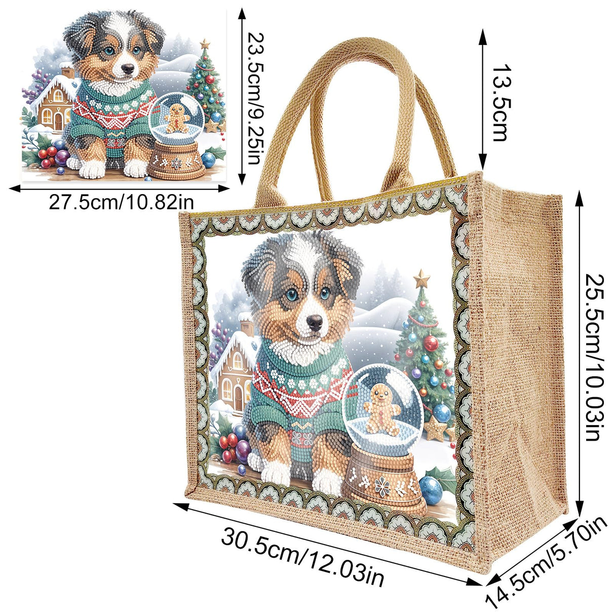 ARTopet DIY Diamond Art Painting Bags Christmas Handbag Handmade Shopping Tote Bags with Canvas Pattern Reusable Grocery Bag for Women Art Craft Gift-Dog ARTopet