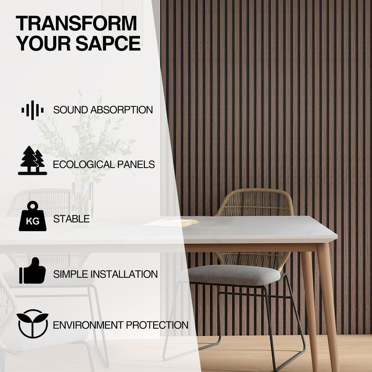 Wood Wall Panels, 2-Pack 94.5" x 12.6" Soundproof Wall Panels, Wood Slat Wall Panels for Wall Decor, Walnut AEVDOY