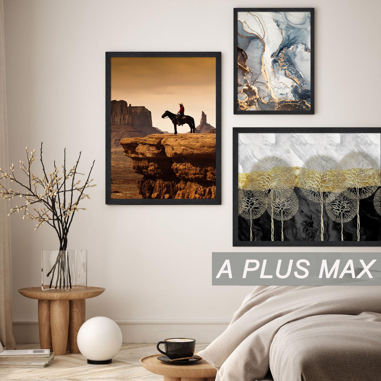 A PLUS MAX 20x27 Frame, Black Engineered Wood Picture Frame for 20 x 27 Inch Puzzle Poster Photo, Light Weight 20 by 27 Poster Frame with Wood-grain for Wall - 1 Pack/Black/20 x27 A PLUS MAX