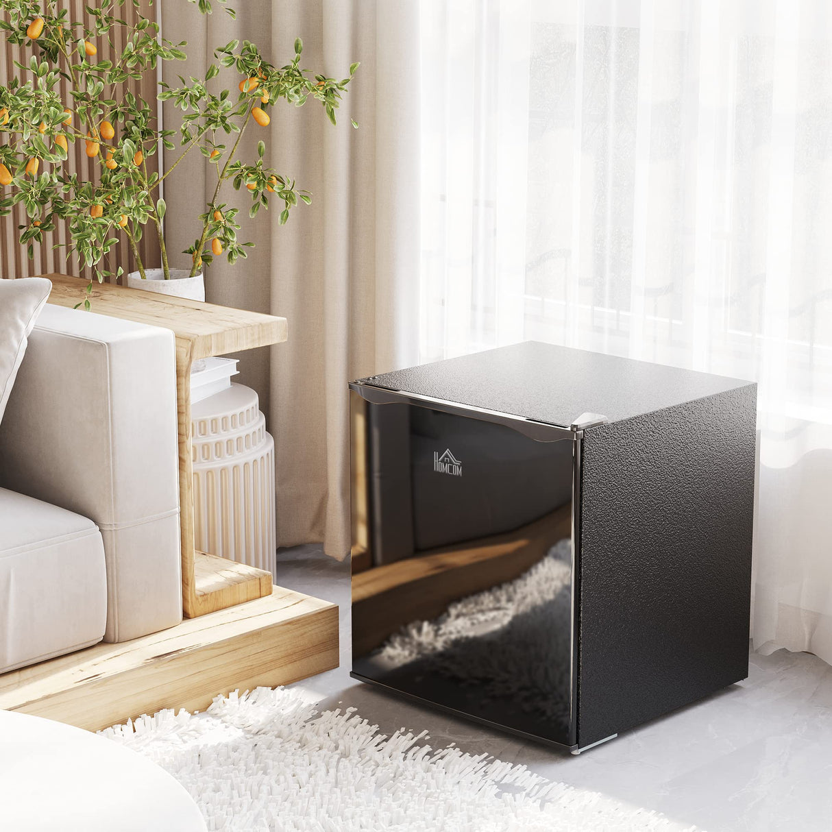 HOMCOM Mini Freezer Countertop, 1.1 Cu.Ft Compact Upright Freezer with Removable Shelves, Reversible Door for Home, Dorm, Apartment and Office, Black HOMCOM