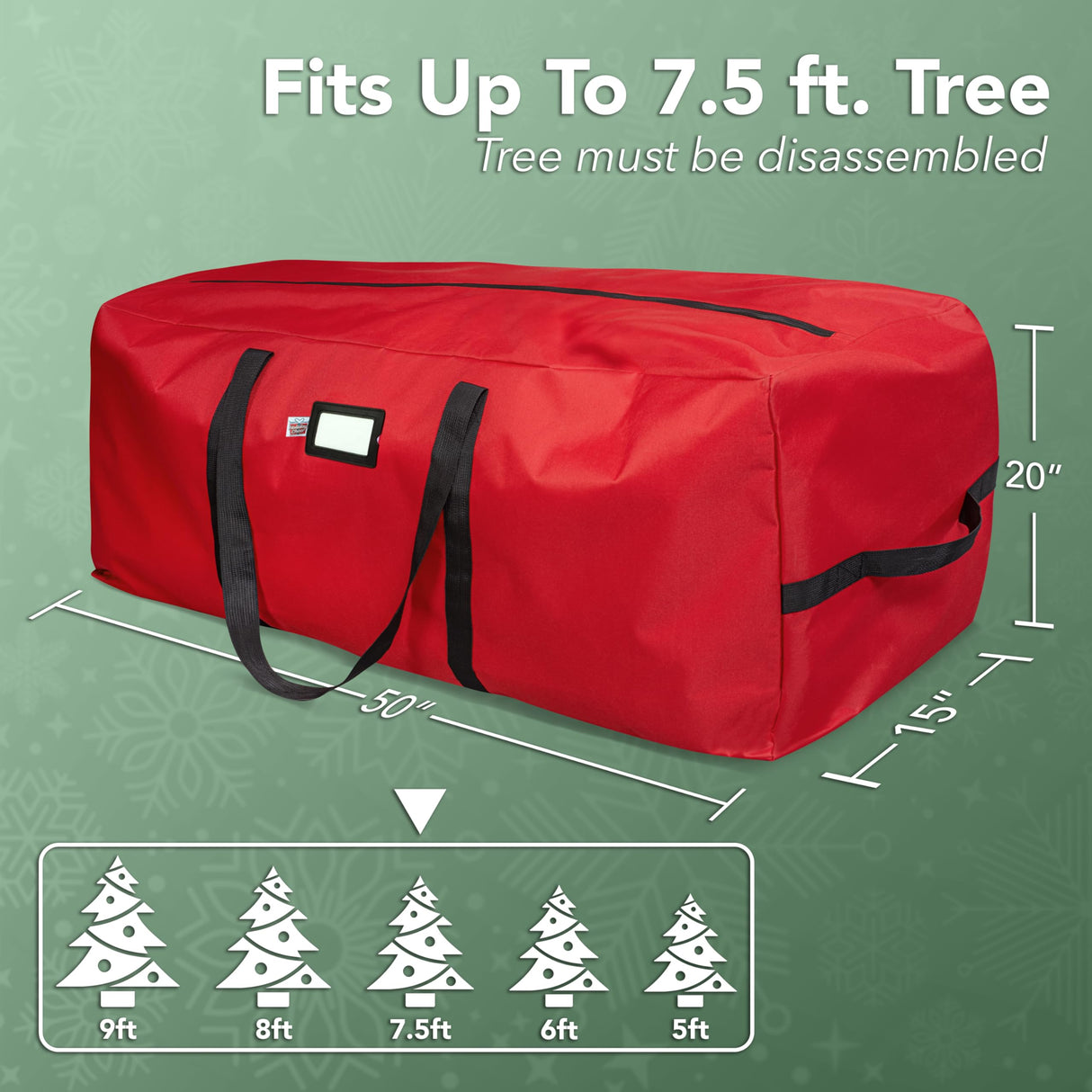 Holiday Cheer Christmas Tree Storage Bag – Heavy Duty Christmas Tree Bag Fits Up to 7.5ft Tall Artificial Christmas Tree, Waterproof with Durable Handles & Zipper – Xmas Tree Storage Bag (RED) Holiday Cheer