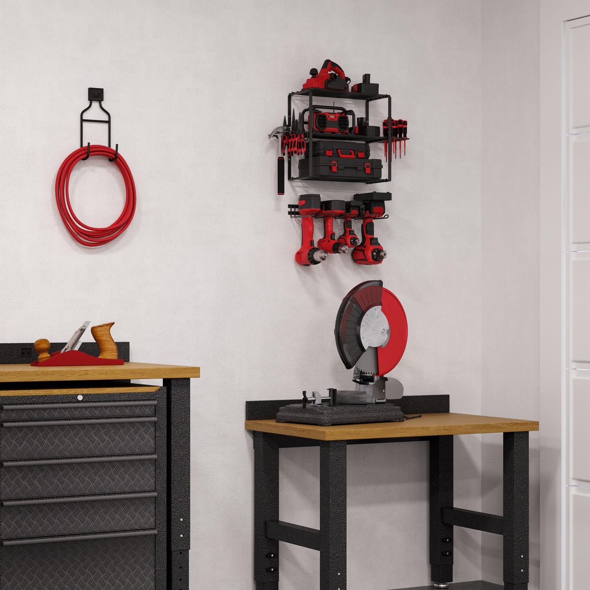 Power Tool Organizer - 4-Tier Garage Shelving Unit with 140lb Max Capacity - Wall Mount Garage Storage System for Tools by Stalwart Stalwart