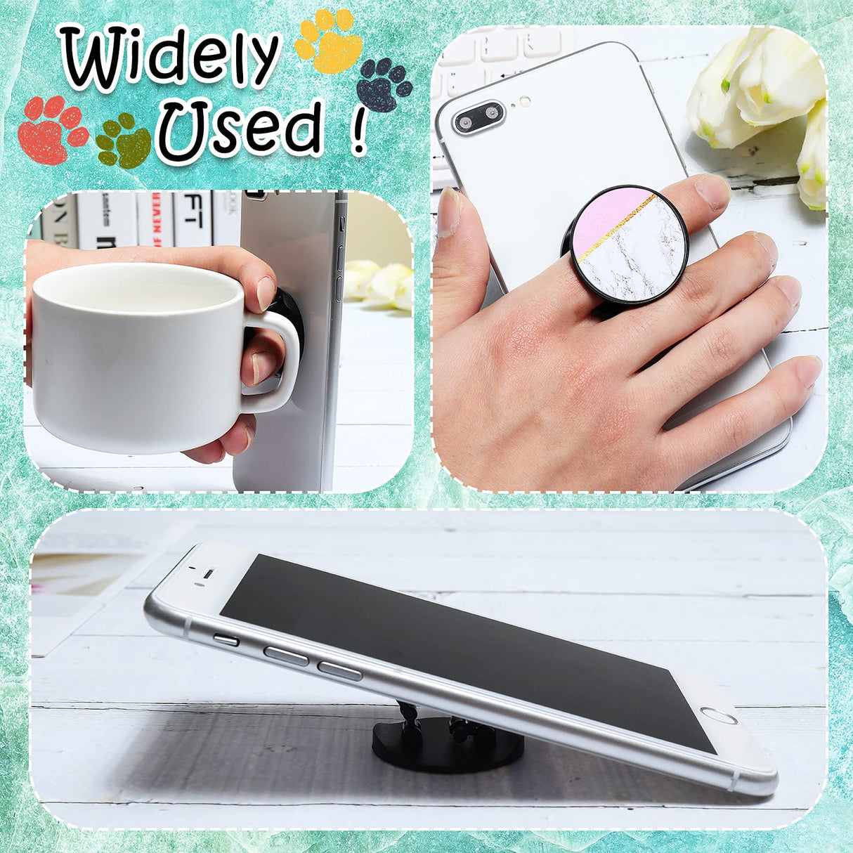 Honoson 9 Pieces Cell Phone Grip Holder Collapsible Phone Holder Colorful Self-Adhesive Finger Ring Sublimation Phone Holders for Smartphone and Tablets (Marble) Honoson