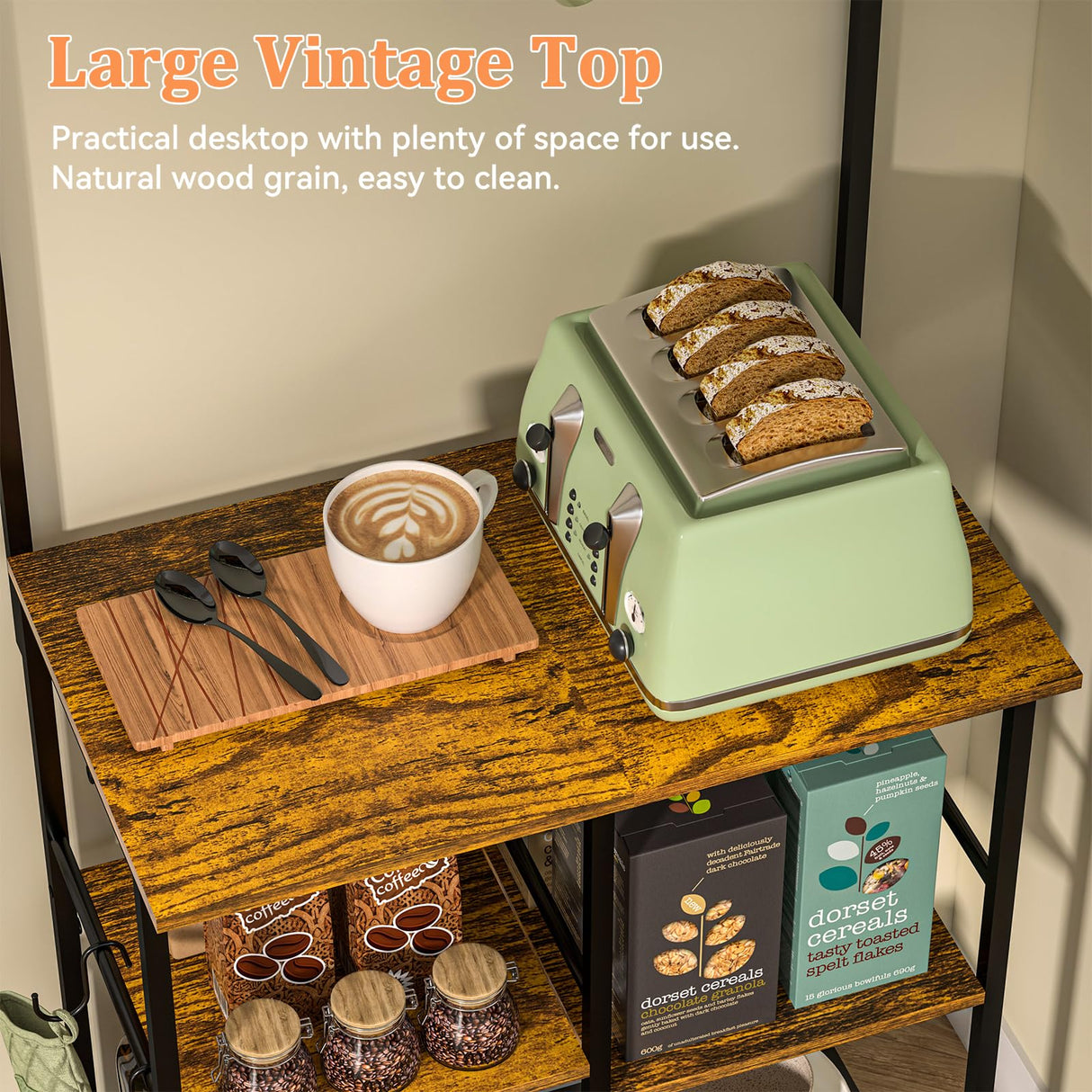 Honkazita Kitchen Bakers Rack 23.6 Inch Length With 6 Tiers Zoned Storage Design Coffee Bar Station Microwave Stand Kitchen Rack Honkazita