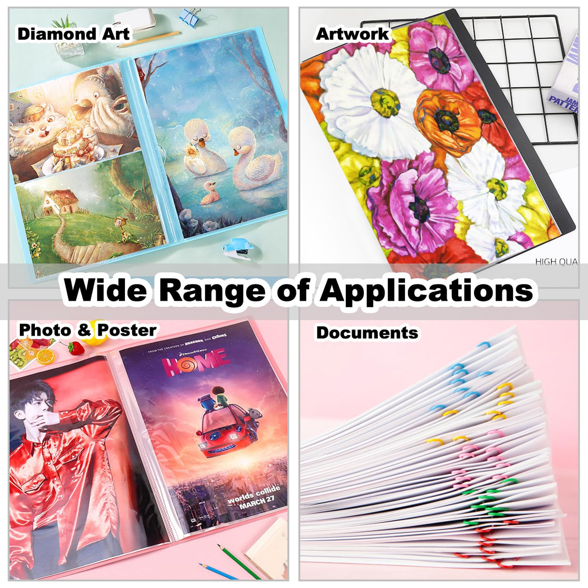 MUFEKUM 2 Pack A3 Storage Book for Diamond Painting, Handheld Diamond Art Portfolio Folder with 30 Pocket, Diamond Art Storage Book for 12”x16” Diamond Painting Photo Picture MUFEKUM