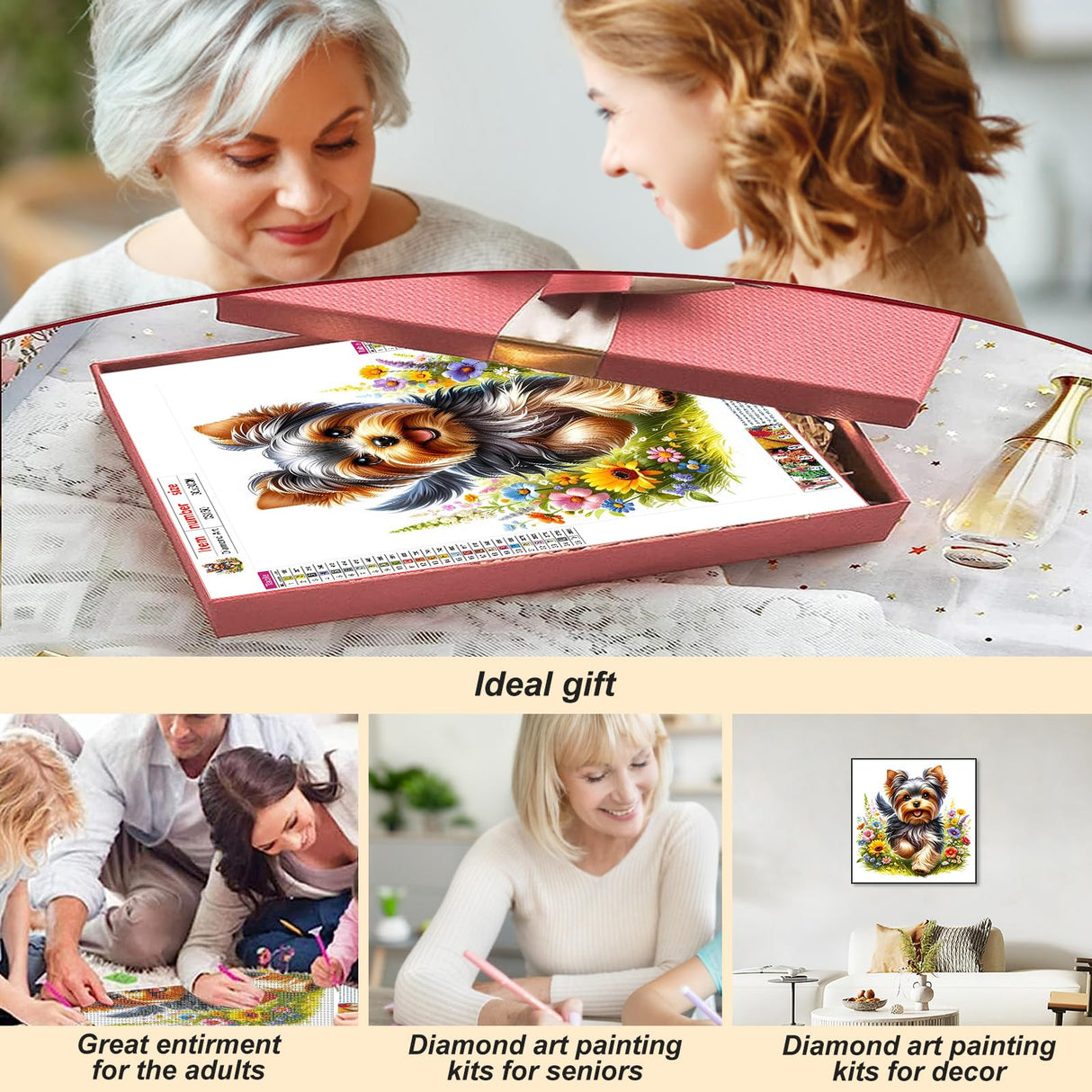 Acudotr Dog Diamond Painting Kits for Adults, 5D DIY Diamond Art Kits for Beginners, Full Drill Diamond Painting Kits for Home Wall Decor, 12x12 Inch Acudotr