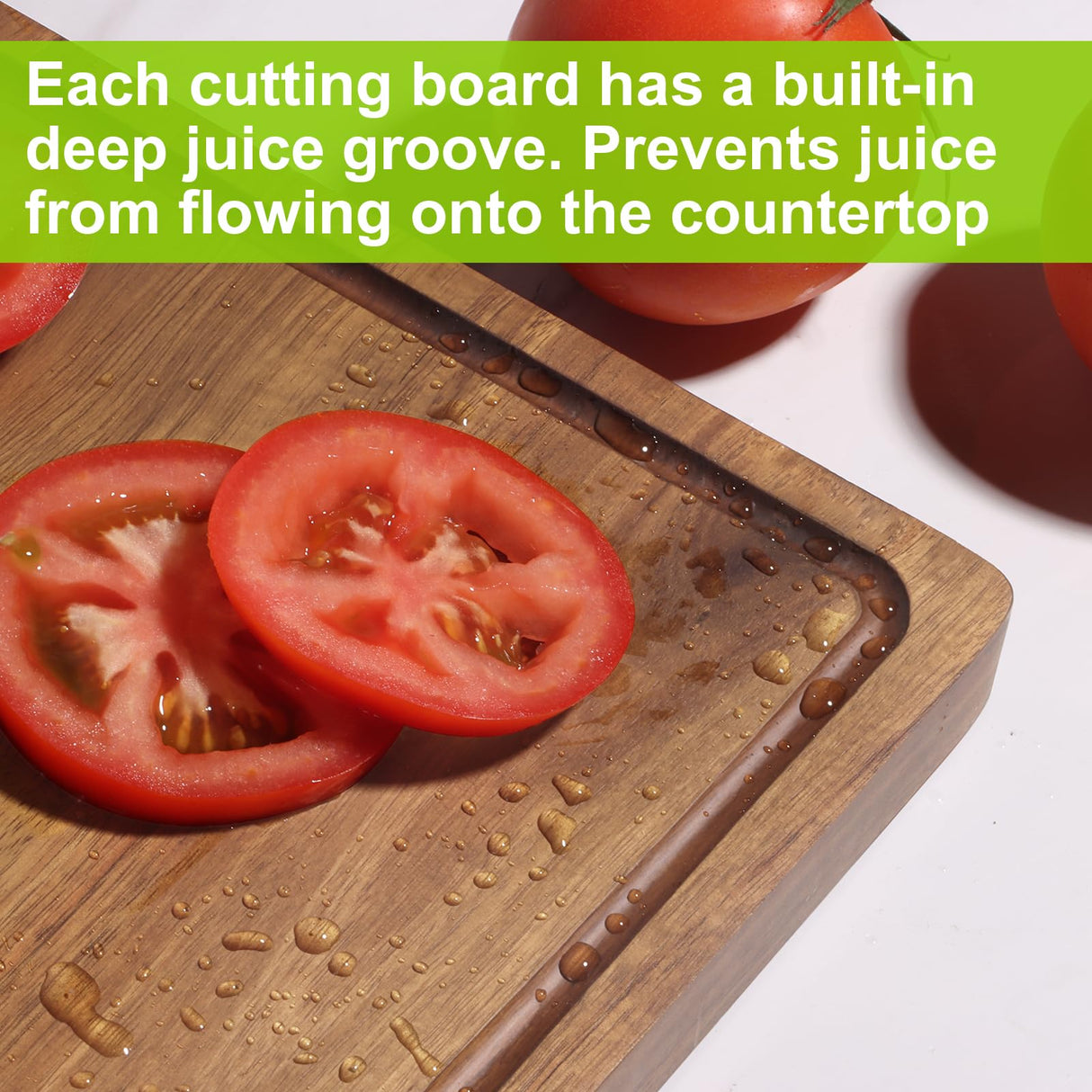 Wood Cutting Board for Kitchen, Large Wooden Thick Chopping Board with Juice Groove and Handles, Pre-Oiled Carving Tray for Meat & Cheese (17 x 12 inch) Lelwoy