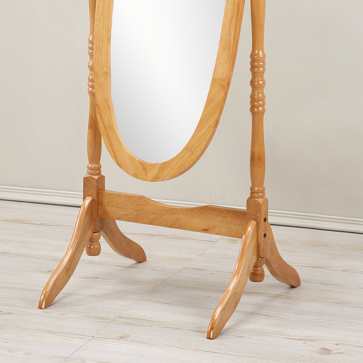 Roundhill Furniture Traditional Queen Anna Style Wood Floor Cheval Mirror, Oak Finish Roundhill Furniture