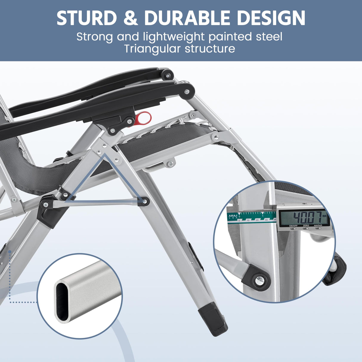 Yaheetech Zero Gravity Chair, Folding Reclining Lounge Recliner with Removable Pad & Headrest & Side Cup Holder Tray for Indoor and Outdoor Gray/1 Yaheetech