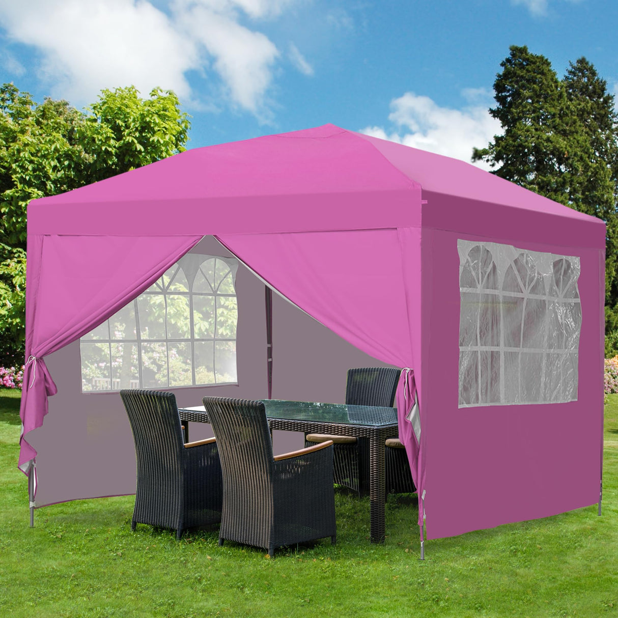 GDY 10x10ft Pop-up Paint Tent, Pink Canopy Tent, Instant Shelter Portable Outdoor Canopies with 4 Removable Side Walls.… GDY